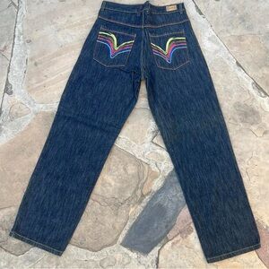 Men's Knockout Blue Jeans with Colorful Pocket Design 34x34